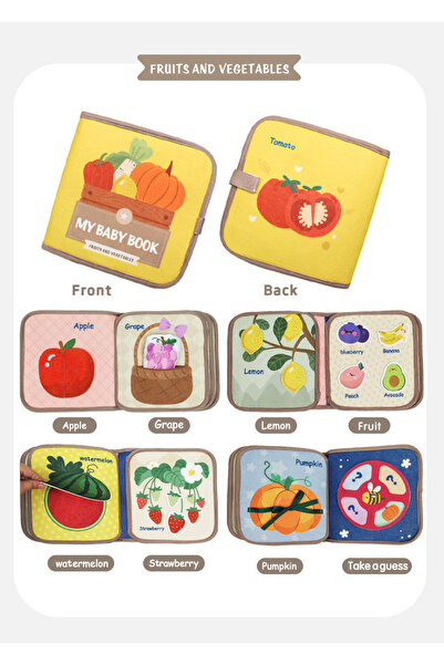 Choice1 كتاب أنشطة ثلاثي الأبعاد من القماش اللبادي، يتضمن الفواكه والخضراوات،...