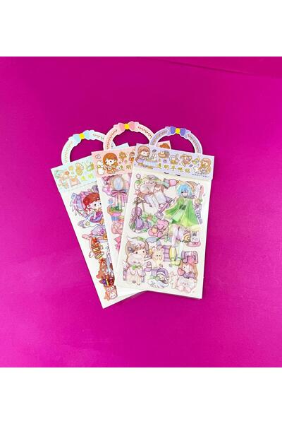 Gift Moda 3'lü Tatlı Kız Şeffaf Sticker