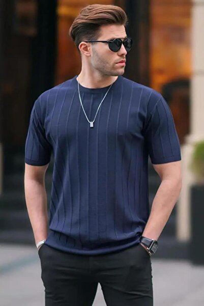 VİP LOKAL Lacivert Örme Triko Tshirt