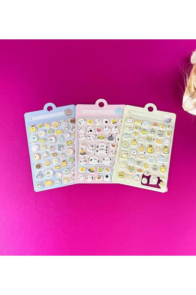 Gift Moda 3'lü Hayvan Figürlü Kabartmalı Puf Sticker
