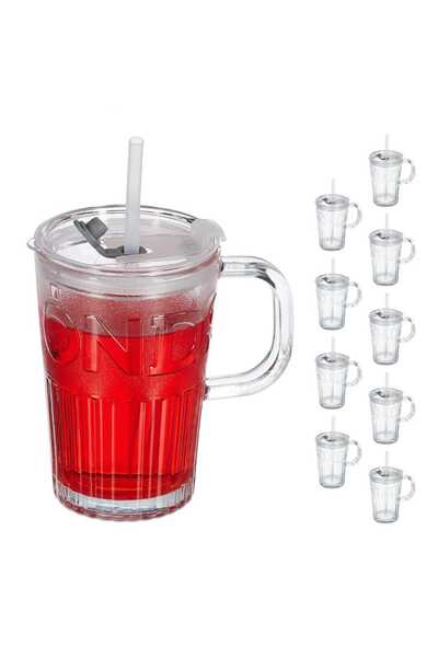 Generic Glass Coffee Mug with Lid and Straw Portable Transparent Espresso Cup for Milk and Juice Leakproof Drinking Cup