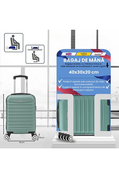 Quasar & Co. Troler Cabina ®,line,40x30x20cm,fermoar Antifurt,cifru,4 Roti 360°,abs,turcoaz