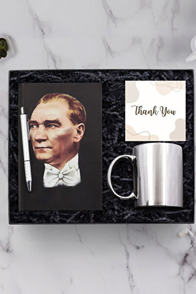 Trendmiya Tükenmez Kalem & Kemal Atatürk Kupa & Kemal Atatürk Resimli Defter Hediye Seti