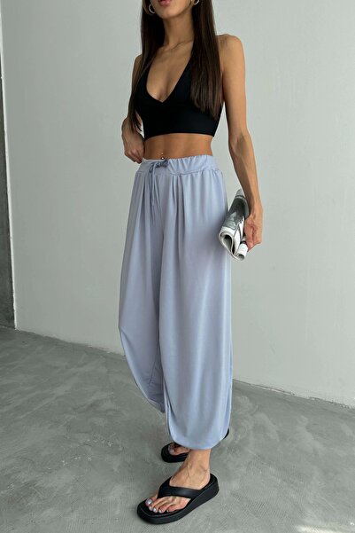 Eka Pantaloni largi, gri, cu șireturi 1018-E001