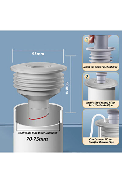 Choice3 Suitable for 70-75mm Silicone Bathroom Sewer Seal Ring Kitchen Sink S...