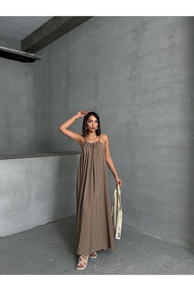 BEJNA Entspanntes Maxi-Modalkleid mit Neckholder aus Nerz für Damen
