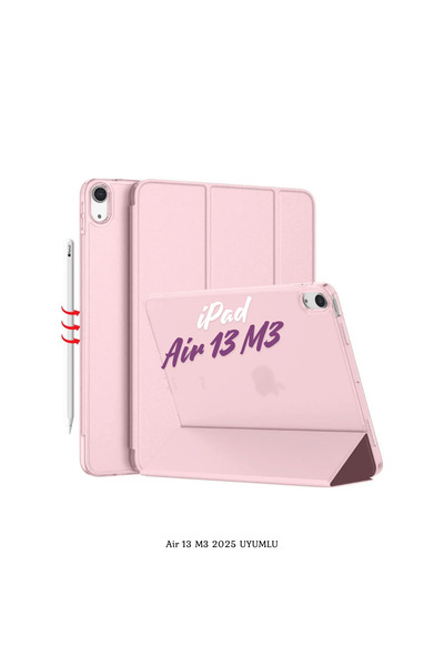 Fuchsia iPad Air 13 2025 M3 Çip Uyumlu Standlı Katlanabilir Fuchsia Smart Cover Tablet Kılıfı