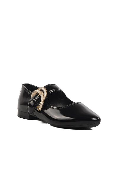 AYAKMOD 354156   Z Black Patent Leather Stone Women's Ballerinas