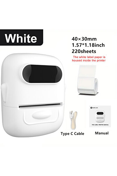 Choice4 طابعة ملصقات لاسلكية بيضاء P50 بدون حبر وبلوتوث وماكينة صنع ملصقات حرارية وماكينة ملصقات لاصقة