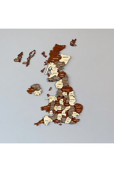 Colorfull Worlds 3D Wooden England Map 65X50
