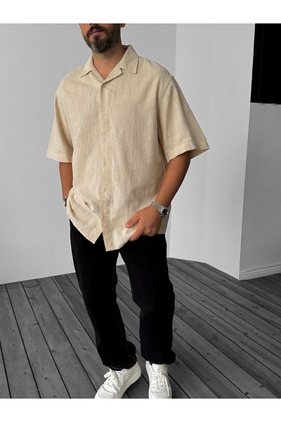 BYBASICMAN Beige Short Sleeve Shirt C-1576