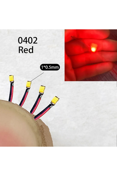 Choice4 0402 أحمر 40 قطعة/الوحدة 0402 0603 0805 1206 سلك LED SMD لقطار نموذج HO N OO مقياس أحمر خط أسود مسبق
