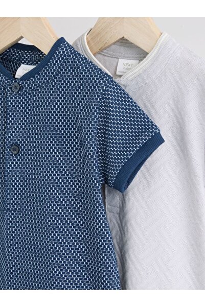 Next Baby 100% Cotton Navy Blue Gray 2-Piece Romper Set