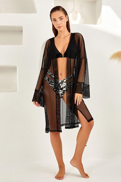 LAPIENO Long sleeve fishnet pareo 4828