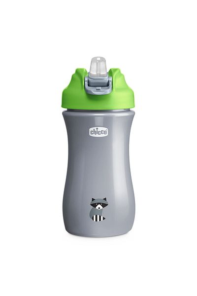 Chicco 2 Years+ 350 ml Green Pop-Up Glass with Straw