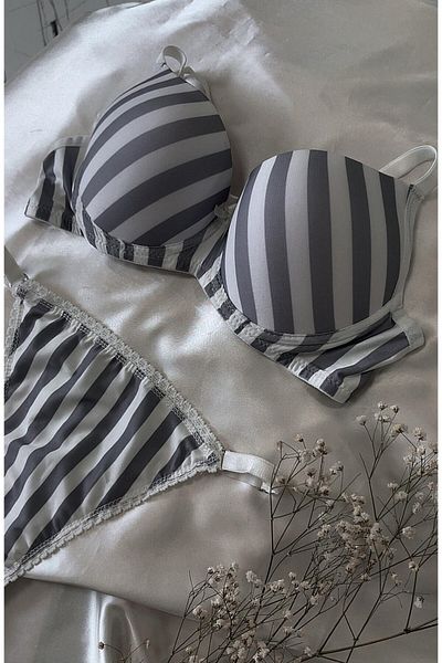 chiara grazia Striped Padded Bra