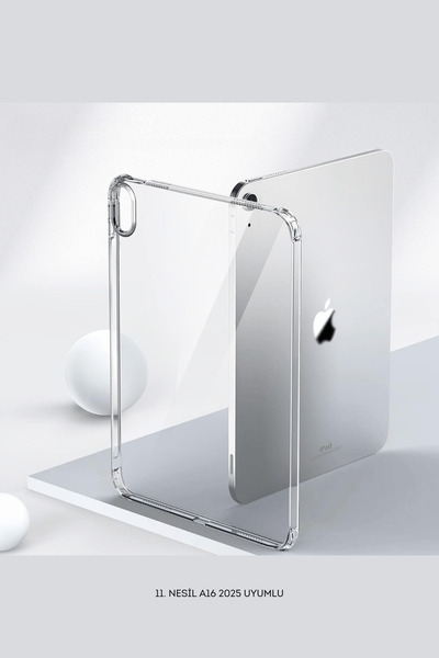 Fuchsia iPad 11. Nesil 2025 A16 Çip Uyumlu Fuchsia Şeffaf Koruyucu Silikon Kapak