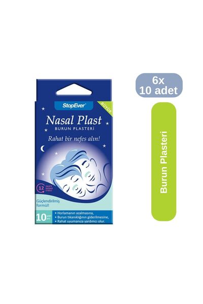 StopEver Nasal Plast Nefes Açıcı Burun Plasteri Büyük Boy 6 Adet (6X10)