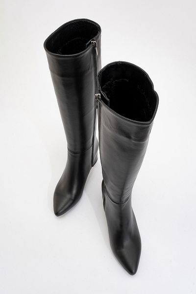 LuviShoes Γυναικείες μπότες με τακούνι SEJAS Μαύρο Γνήσιο Δερμάτινο