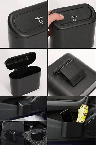 optana Car Trash Can Portable In-Car Portable Lid Organizer Auto Trash Can Office Trash Can