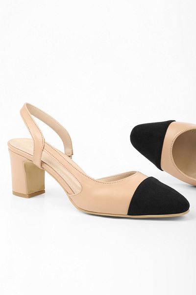 Shoeberry Women's Elya Nude Skin Thick Heeled Shoes