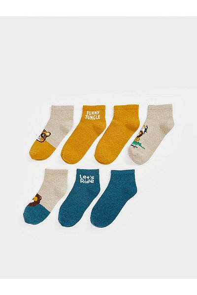 LC Waikiki New Season Patterned Children's Sock Socks - Men's 7-Piece S5Ac08Z4