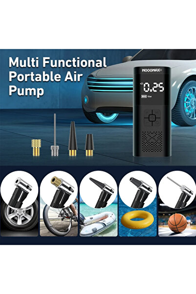 MOOGMAX Wireless Air Pump with LCD Display & LED Light Portable Smart Digital Tire Inflator for Car