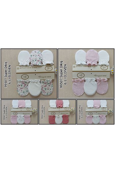 TAZEM GLOBAL 100% Cotton Baby Gloves 6 Pairs Special Gift for Baby Girl