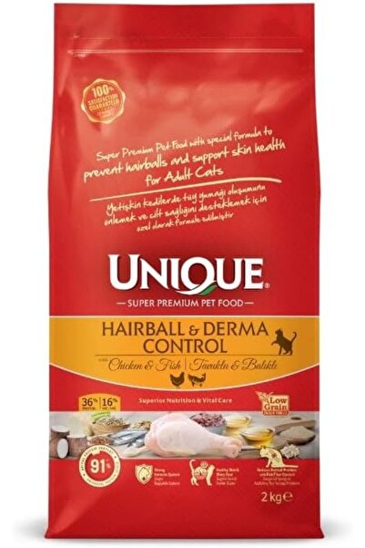 Unique Adult Hairball&Derma Control Cat With Chicken&Fish 2 Kg