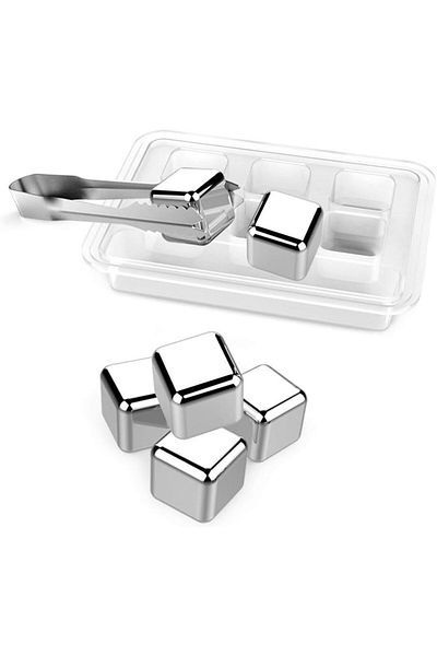 Generic 6-Piece Reusable Stainless Steel Ice Cube Set - Silver