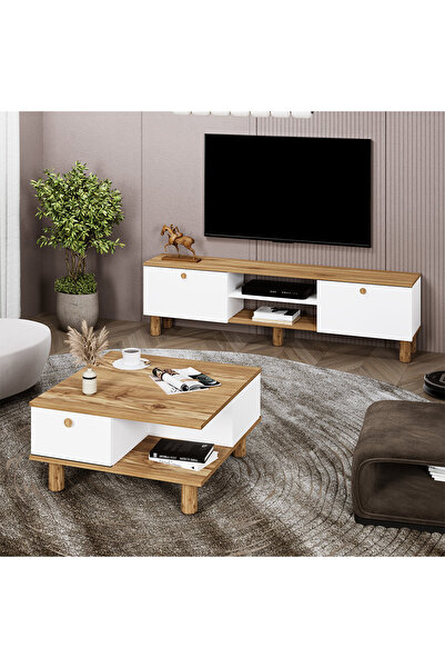 Kalender Dekor Sema Tv Ünitesi, Selin Orta Sehpa Bohem Ayaklı 2'li Takım