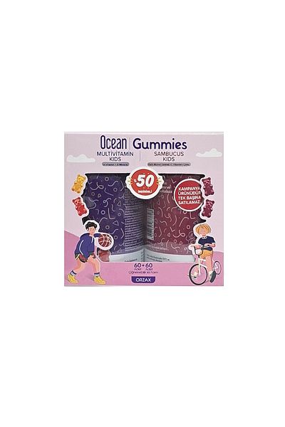 Ocean Kids Multivitamin Gummies Sambucus Supplement 60+60 Advantageous Package