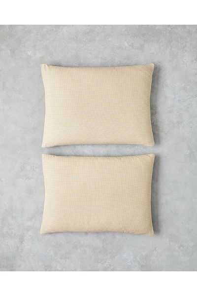English Home Petit Check Βαμβακερή Μαξιλαροθήκη 2 τεμαχίων 50x70 cm Κίτρινο-Πράσινο