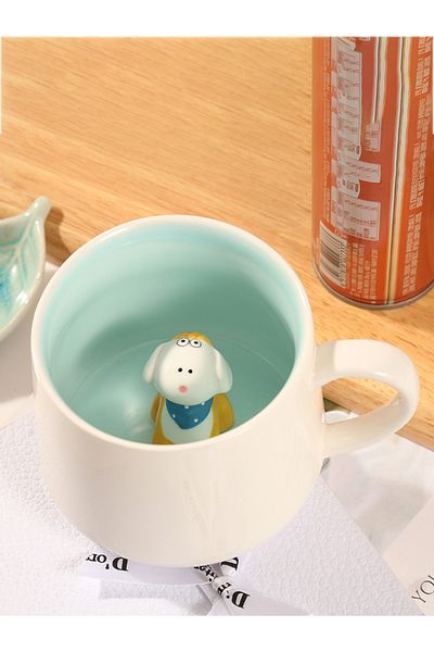 MUKKO HOME Porcelain Surprise Mug with 3D Cute Sheep Figure - 350 Ml, Stylish and Fun Design