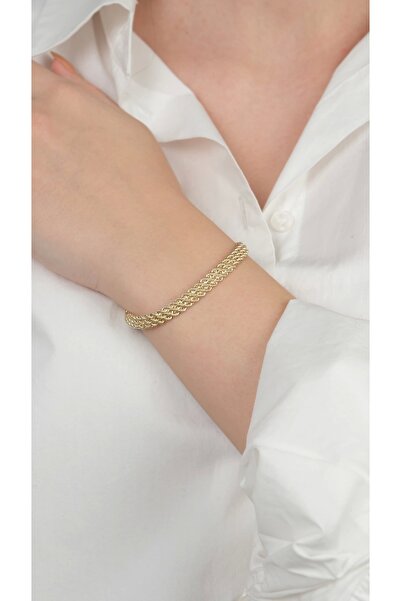 Arpaş 14 Ayar Altın Sade Üç Sıra Burgulu Bileklik