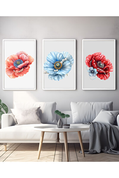 Hiras Dizayn Set de 3 postere Păpuci roșii Pictură artistică decorativă pentr...