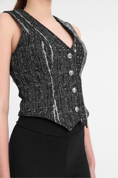 Laranor Desen4 Золота ґудзикова класична жилетка з візерунком Денна та вечірня елегантність 25l8011