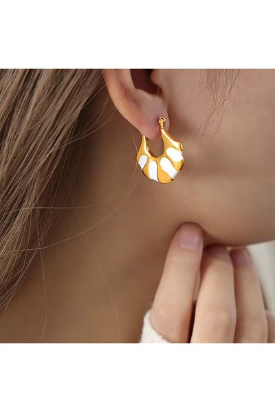 Siya Silver Women's Earrings-7 Model - Tarnish Stainless Steel, Gold Color and Enamel, Different Color Options