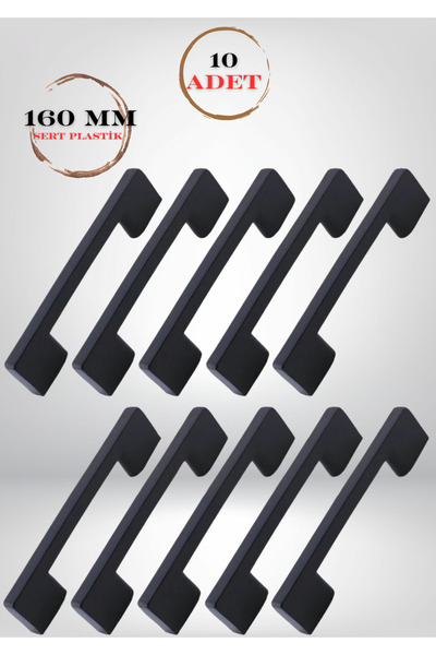 ALPAKS Köprü Plastik 160 Mm Siyah Mobilya Çekmece Boru Kulp 10'lu Paket – Day...