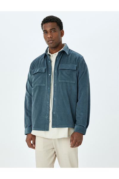 Koton Вельветовий оксамитовий жакет на бавовняних ґудзиках з кишенею з клапаном