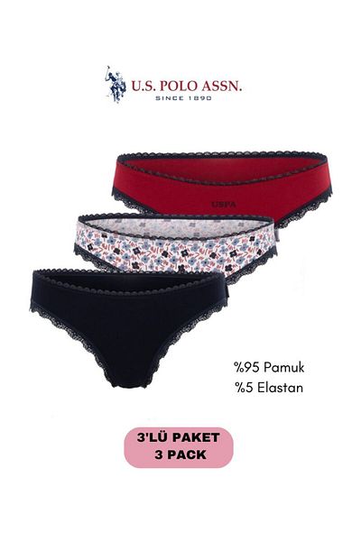 U.S. Polo Assn. Γυναικείο σετ slips 3er με άδεια USPA (95% βαμβάκι, 5% elsthan)