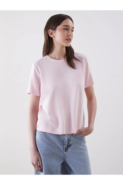 LC Waikiki Γυναικείο T-Shirt LCW Vision Black Crew Neck