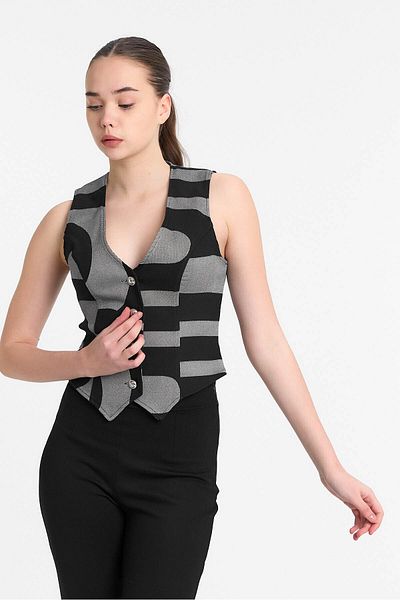 Laranor Desen3 سترة كلاسيكية منقوشة بأزرار ذهبية نهارية - أنيقة ليلية 25l8011