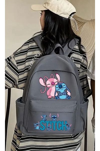 Aesthia Angel & Stitch Double Printed Τάξη, Μάθημα, Σχολικό Σακίδιο -Mingalondon