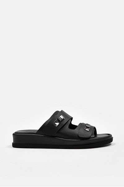 NILUFARR Papuci de damă Selly Black din piele naturală