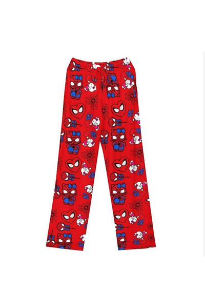 Miniso XL C Spiderman Walking Bent Pants Sleepwear Hello Kitty Y2K Winter Plush Pajama Pants Home Plush Pan
