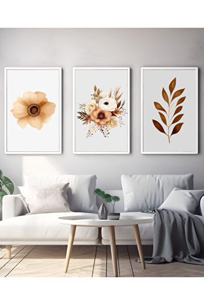 Hiras Dizayn Set de 3 postere Soft Fall Flowers Pictură artistică decorativă ...
