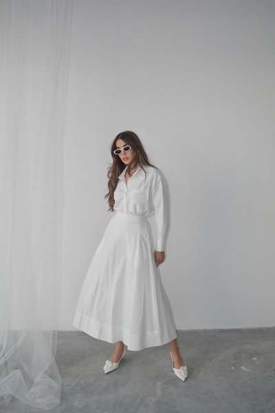 Swass Poplin Kloş Cepli Etek