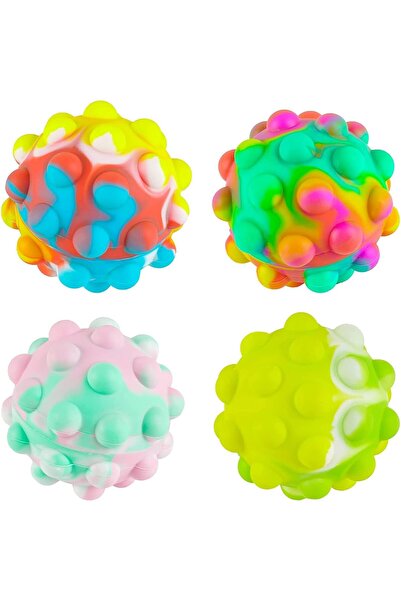 AWH عبوة من 4 كرات Pop It، كرات تخفيف التوتر بألوان قوس قزح، لعبة فيدجيت من ا...