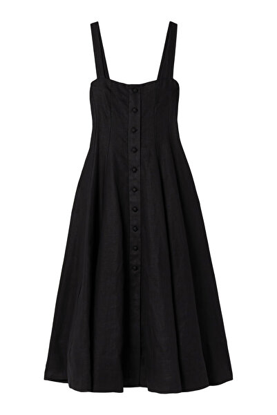 Faithfull the brand Corbiere Pliseli Keten Midi Elbise